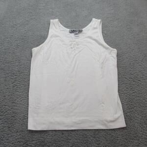 Judy Hornby‎ Womens Tank Top White Floral cutout Size L